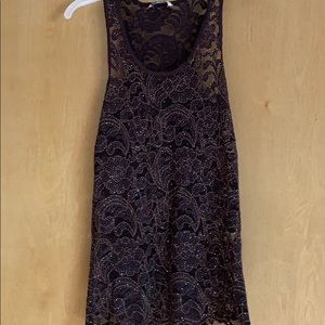 Buckle beaded tank in brown